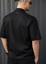 Ανδρικό κοντομάνικο πουκάμισο-Henry clothing-9-136-black mao shirt