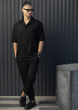 Ανδρικό κοντομάνικο πουκάμισο-Henry clothing-9-137-black shirt