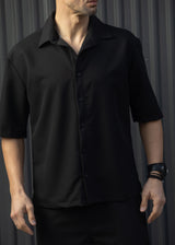 Ανδρικό κοντομάνικο πουκάμισο-Henry clothing-9-137-black shirt