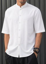 HENRY CLOTHING Ανδρικό κοντομάνικο πουκάμισο mao 9-141-white