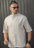 HENRY CLOTHING Ανδρικό κοντομάνικο πουκάμισο μάο μπεζ 9-144-beige