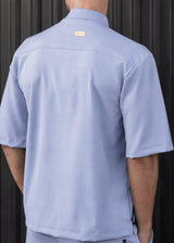HENRY CLOTHING - Ανδρικό κοντομάνικο πουκάμισο μάο - Γαλάζιο 9-144