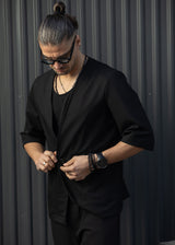 HENRY CLOTHING Ανδρική κοντομάνικη Blazer μαύρη 9-145-black