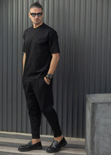 HENRY CLOTHING Ανδρική κοντομάνικη μπλούζα μαύρη 9-147-black