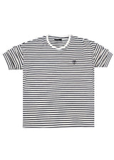 HENRY CLOTHING Ανδρική κοντομάνικη μπλούζα ριγέ λευκό-μπλε σκούρο 9-153-white
