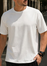 HENRY CLOTHING - Ανδρική κοντομάνικη μπλούζα φθινοπωρινή - Λευκή 9-160