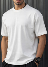 HENRY CLOTHING - Ανδρική κοντομάνικη μπλούζα φθινοπωρινή - Λευκή 9-160