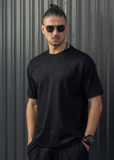 HENRY CLOTHING - Ανδρική κοντομάνικη μπλούζα φθινοπωρινή - Μαύρη 9-160