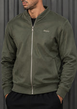HENRY CLOTHING - Ανδρική ζακέτα Alcantara Simple Logo - Χακί 9-161