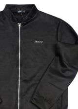 HENRY CLOTHING - Ανδρική ζακέτα Alcantara Simple Logo - Μαύρη 9-161