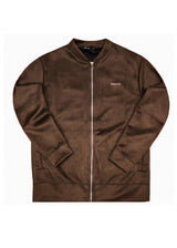 HENRY CLOTHING - Ανδρική ζακέτα Alcantara Simple Logo - Καφέ 9-161