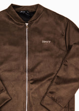 HENRY CLOTHING - Ανδρική ζακέτα Alcantara Simple Logo - Καφέ 9-161