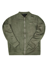 HENRY CLOTHING - Ανδρική ζακέτα Alcantara Simple Logo - Χακί 9-161