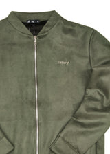HENRY CLOTHING - Ανδρική ζακέτα Alcantara Simple Logo - Χακί 9-161
