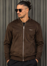 HENRY CLOTHING - Ανδρική ζακέτα Alcantara Simple Logo - Καφέ 9-161