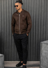 HENRY CLOTHING - Ανδρική ζακέτα Alcantara Simple Logo - Καφέ 9-161