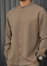 HENRY CLOTHING - Ανδρικό μακρυμάνικο πουκάμισο mao - Πούρο 9-163