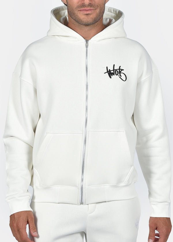 Ανδρική ζακέτα φούτερ με κουκούλα Two Brothers clothing -BF25910-basic logo zip-up hoodie -white