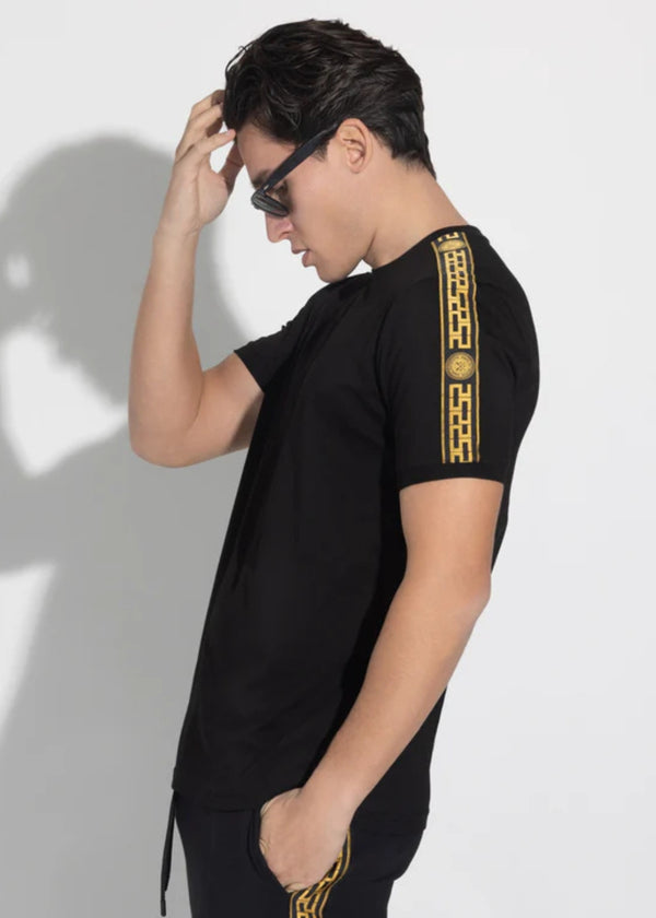 Αντρική κοντομάνικη μπλούζα Vinyl Art Clothing -92617-01 - gold tape regular fit tee μαύρο