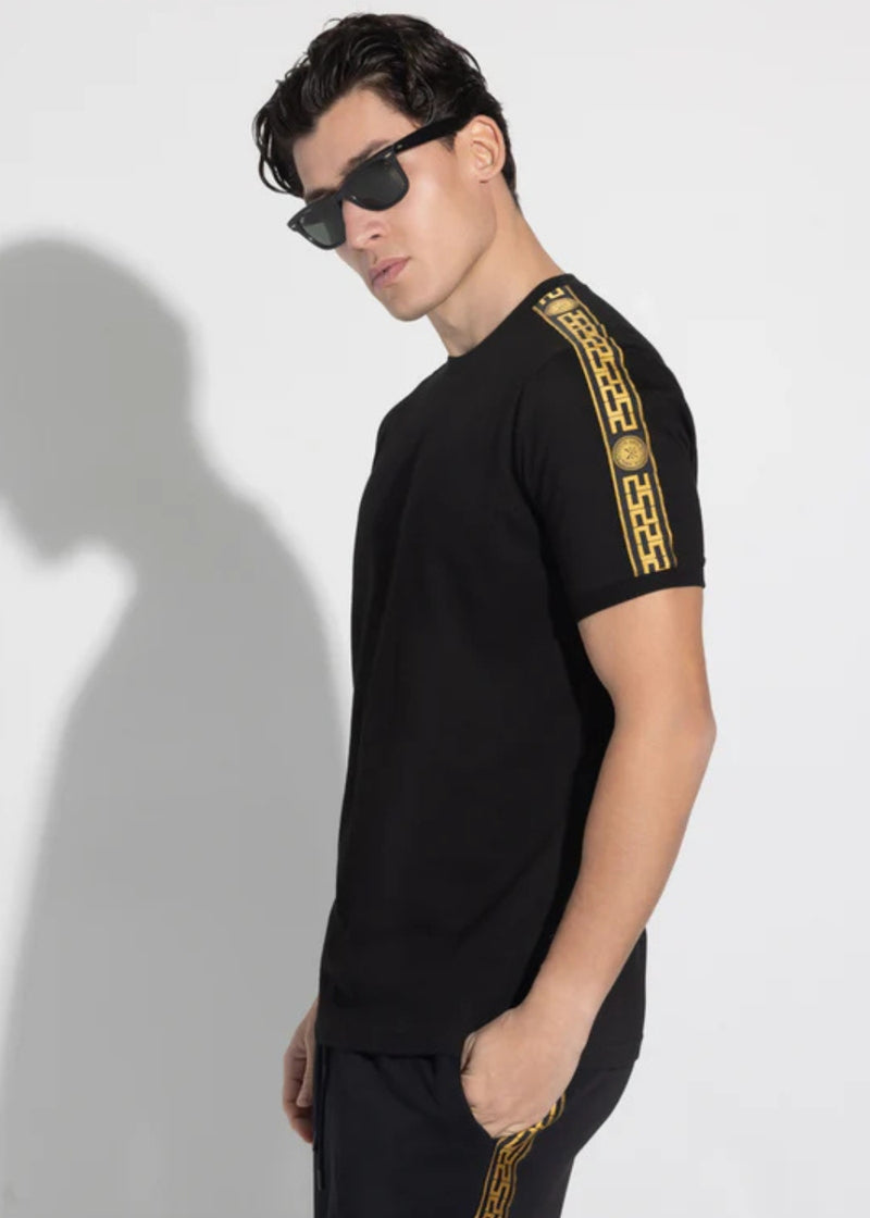 Αντρική κοντομάνικη μπλούζα Vinyl Art Clothing -92617-01 - gold tape regular fit tee μαύρο