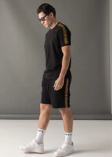 Αντρική κοντομάνικη μπλούζα Vinyl Art Clothing -92617-01 - gold tape regular fit tee μαύρο