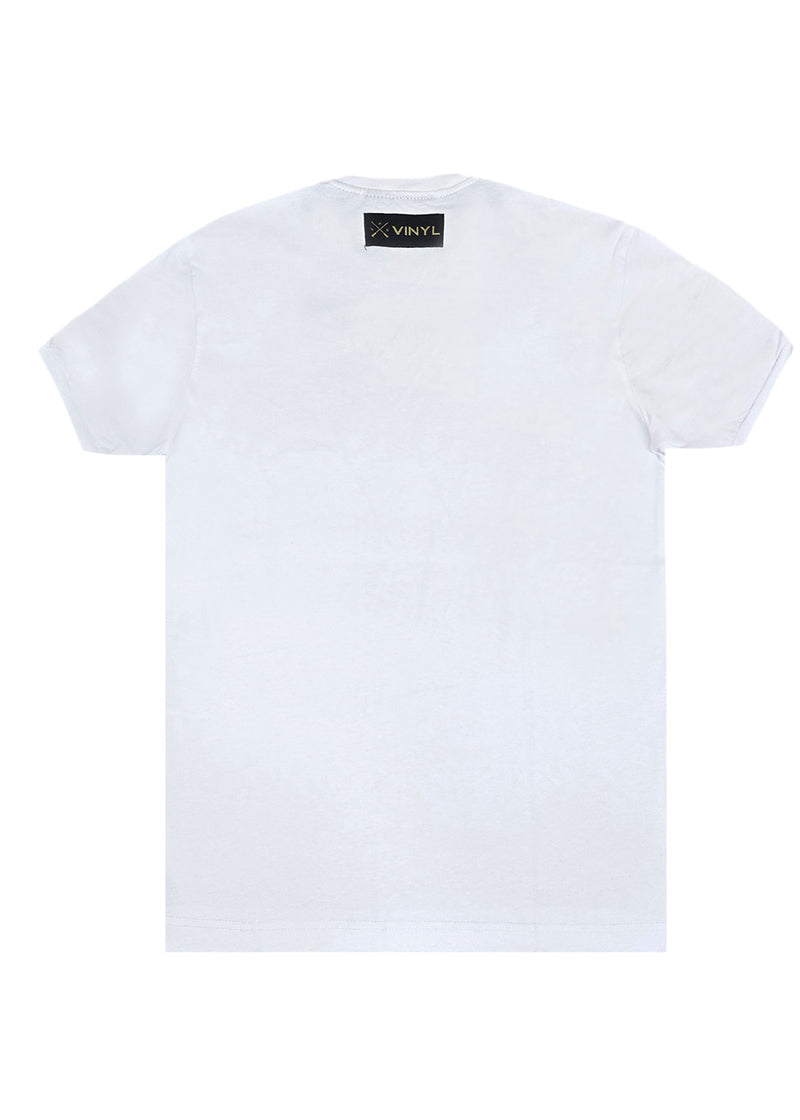 Αντρική κοντομάνικη μπλούζα Vinyl Art Clothing -92617-02 - gold tape regular fit tee λευκό