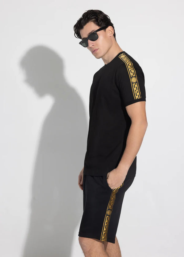 Αντρική κοντομάνικη μπλούζα Vinyl Art Clothing -92617-01 - gold tape regular fit tee μαύρο
