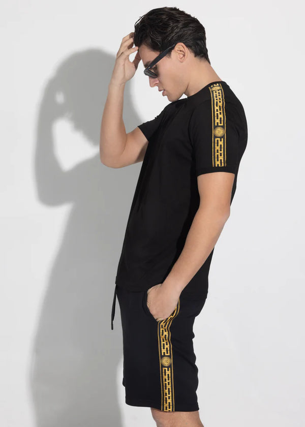 Αντρική κοντομάνικη μπλούζα Vinyl Art Clothing -92617-01 - gold tape regular fit tee μαύρο