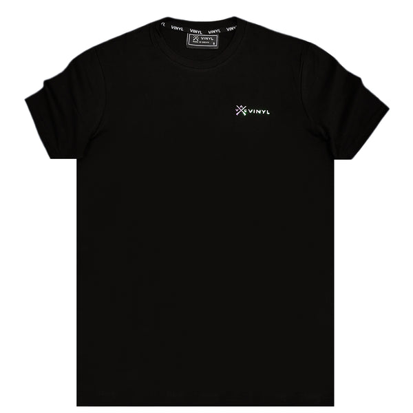 Ανδρική κοντομάνικη μπλούζα Vinyl art clothing - 95242-01 - iridescent logo μαύρο