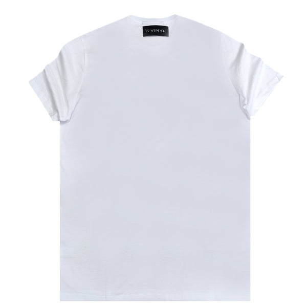 Ανδρική κοντομάνικη μπλούζα Vinyl art clothing - 95242-02 - iridescent logo λευκό