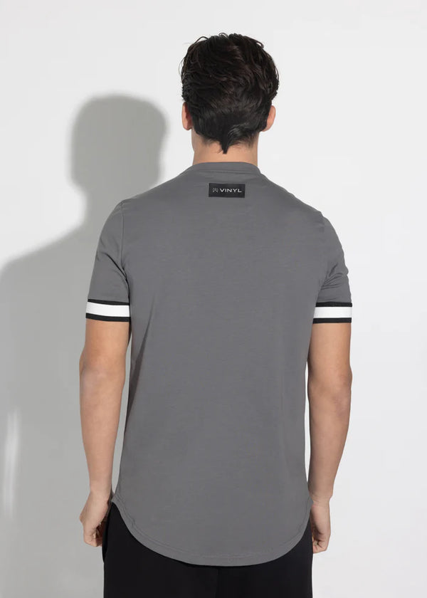 Ανδρική κοντομάνικη μπλούζα Vinyl art clothing - 95370-09 - t-shirt with elastic cuff regular fit γκρι