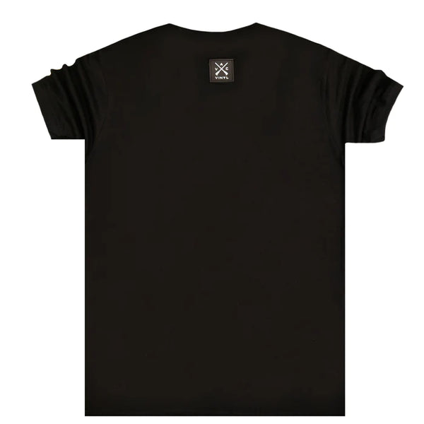 Ανδρική κοντομάνικη μπλούζα Vinyl art clothing - 11605-01 - t-shirt with black tape μαύρο