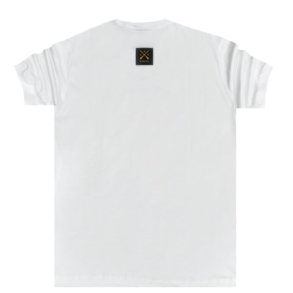 Ανδρική κοντομάνικη μπλούζα Vinyl art clothing - 96485-02 - empossed print logo λευκό