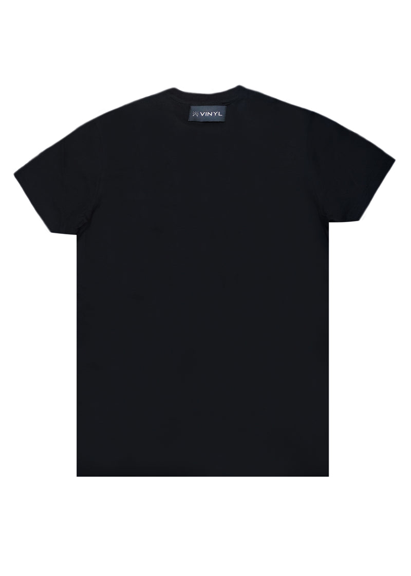 Αντρική κοντομάνικη μπλούζα - Vinyl Art Clothing - 99240-01 - με αναγλυφο  elevated logo regular fit - μαύρο