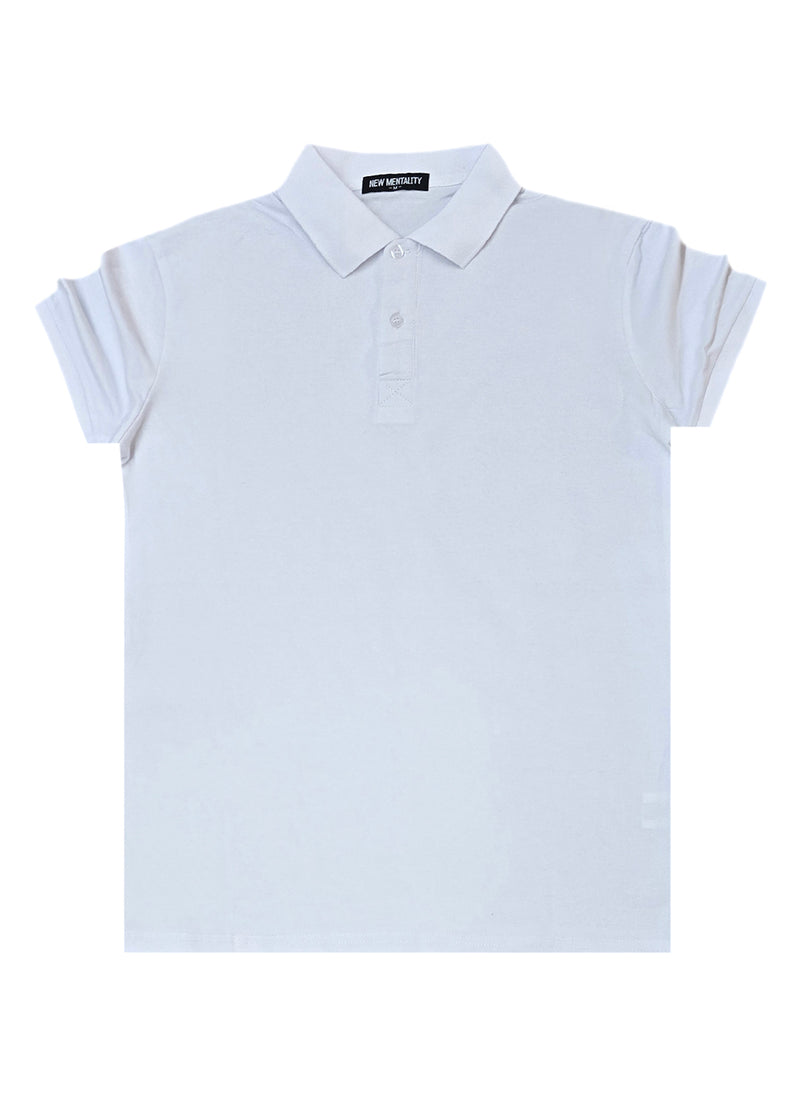 Κοντομάνικη μπλούζα τύπου πόλο GUF - A-150-2 - basic polo slim fit tee λευκό