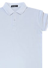 Κοντομάνικη μπλούζα τύπου πόλο GUF - A-150-2 - basic polo slim fit tee λευκό