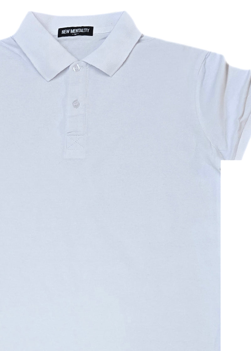 Κοντομάνικη μπλούζα τύπου πόλο GUF - A-150-2 - basic polo slim fit tee λευκό