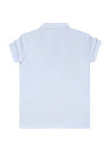Κοντομάνικη μπλούζα τύπου πόλο GUF - A-150-2 - basic polo slim fit tee λευκό
