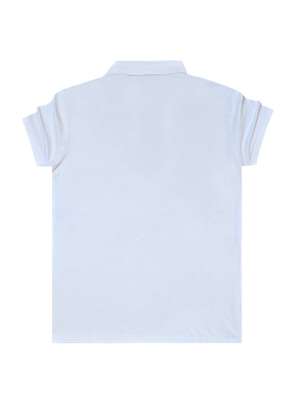 Κοντομάνικη μπλούζα τύπου πόλο GUF - A-150-2 - basic polo slim fit tee λευκό