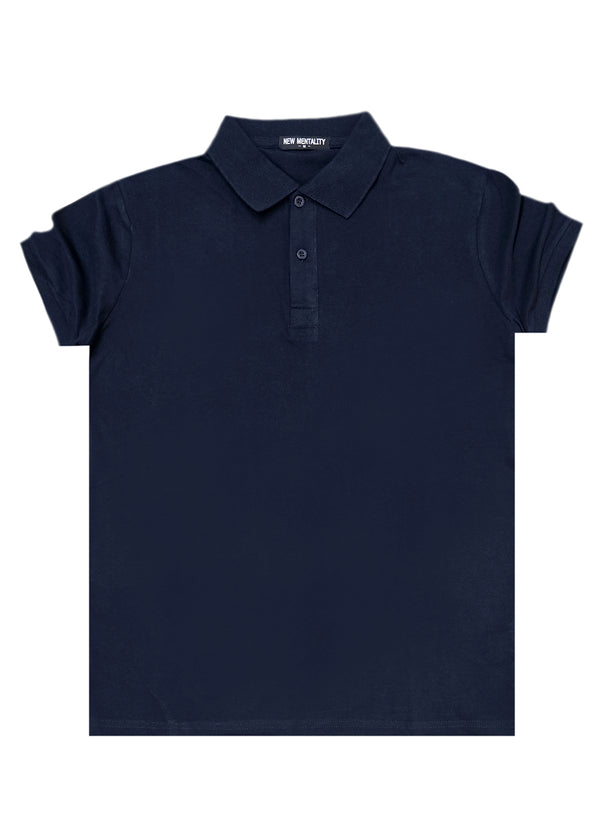 Κοντομάνικη μπλούζα τύπου πόλο GUF - A-150-3 - basic polo slim fit tee σκούρο μπλε