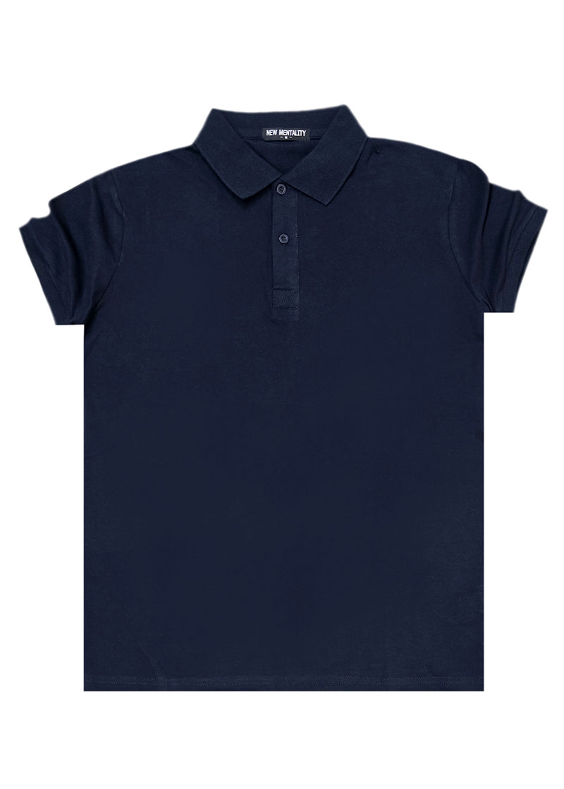Κοντομάνικη μπλούζα τύπου πόλο GUF - A-150-3 - basic polo slim fit tee σκούρο μπλε