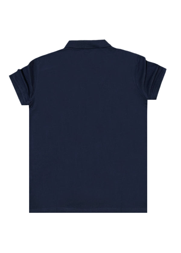 Κοντομάνικη μπλούζα τύπου πόλο GUF - A-150-3 - basic polo slim fit tee σκούρο μπλε