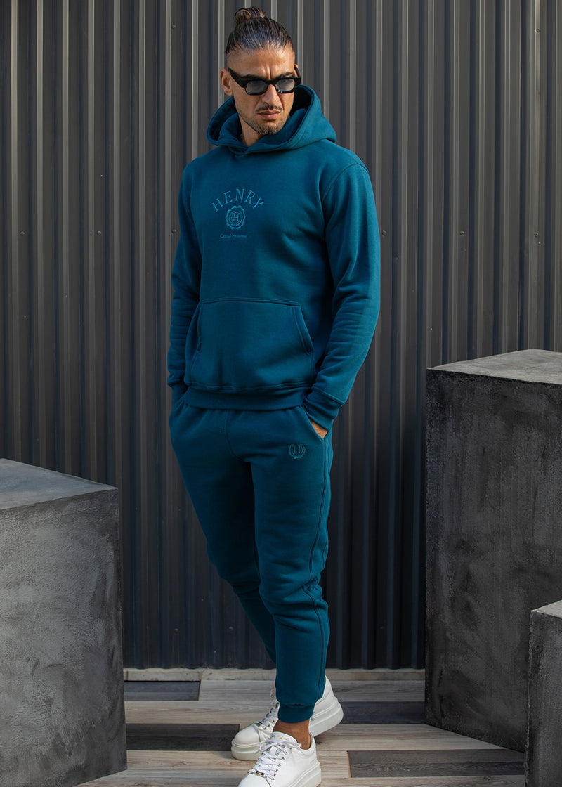 Ανδρικό φούτερ με κουκούλα Henry Clothing-3-752-Henry logo hoodie petrol
