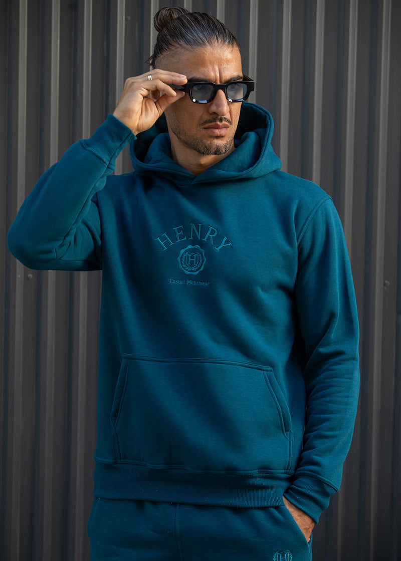 Ανδρικό φούτερ με κουκούλα Henry Clothing-3-752-Henry logo hoodie petrol