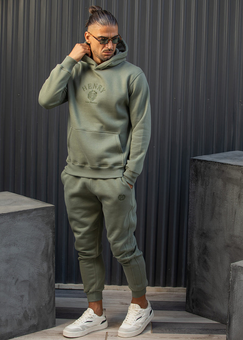 Ανδρικό φούτερ με κουκούλα Henry Clothing-3-752-Henry logo hoodie χακί