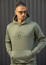 Ανδρικό φούτερ με κουκούλα Henry Clothing-3-752-Henry logo hoodie χακί