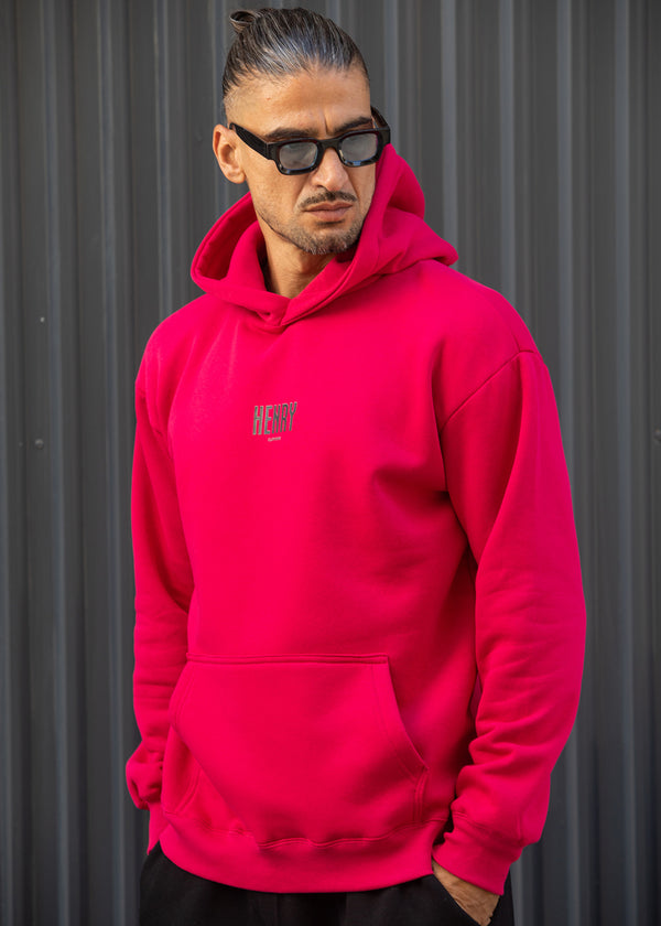 Ανδρικό φούτερ με κουκούλα Henry Clothing-3-766-fuchsia-statement back print