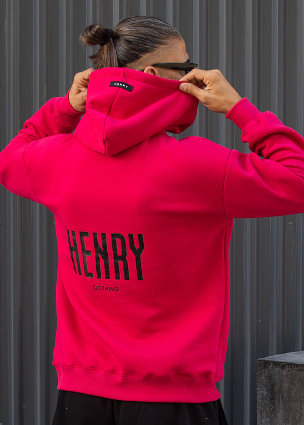 Ανδρικό φούτερ με κουκούλα Henry Clothing-3-766-fuchsia-statement back print