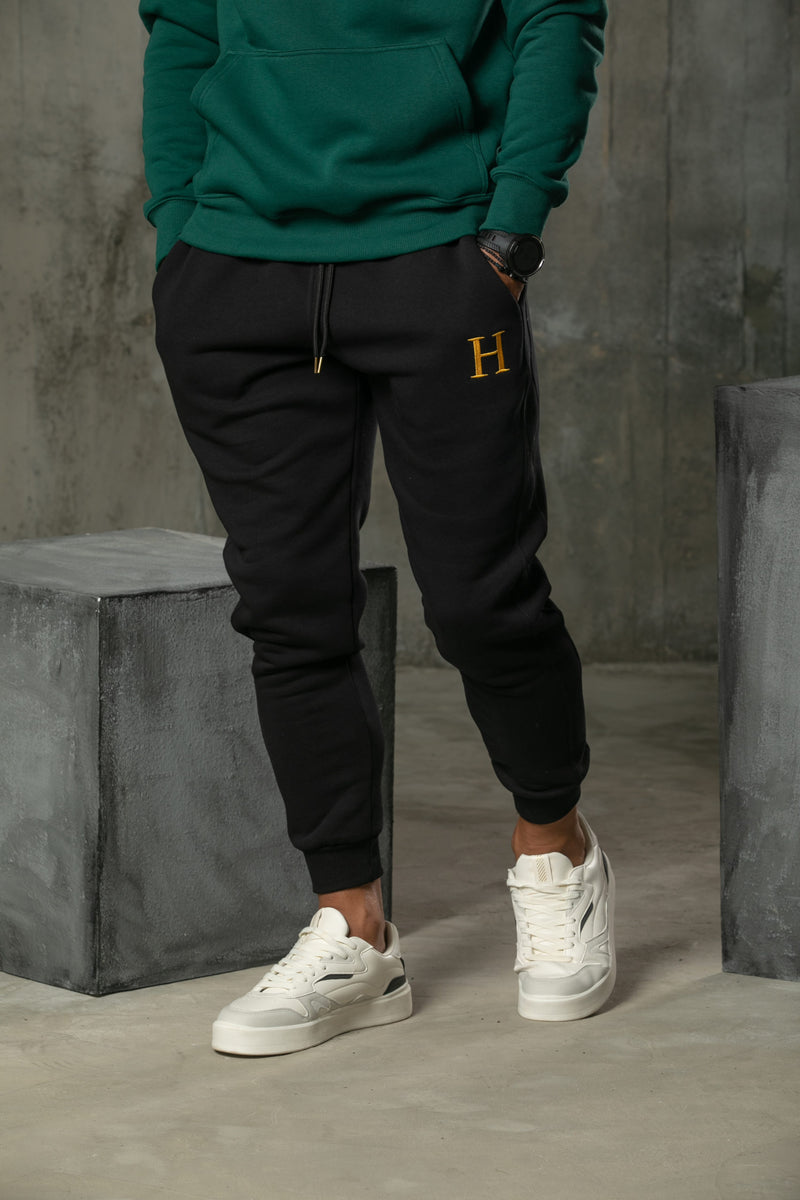 Henry clothing - 6-345 - gold h logo sweatpants - black