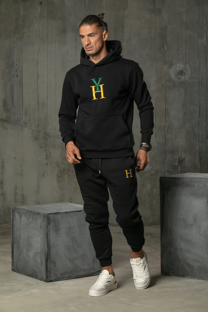 Henry clothing - 6-345 - gold h logo sweatpants - black